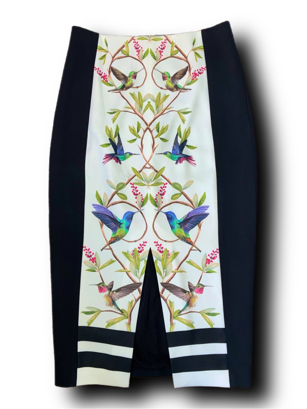 NWOT Ted Baker Highgrove Banton Pencil Midi Skirt Hummingbird Print Cottagecore